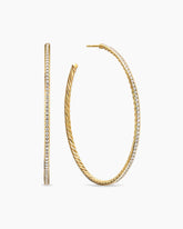 Pavé Hoop Earrings in 18K Yellow Gold with Diamonds, 63.5mm